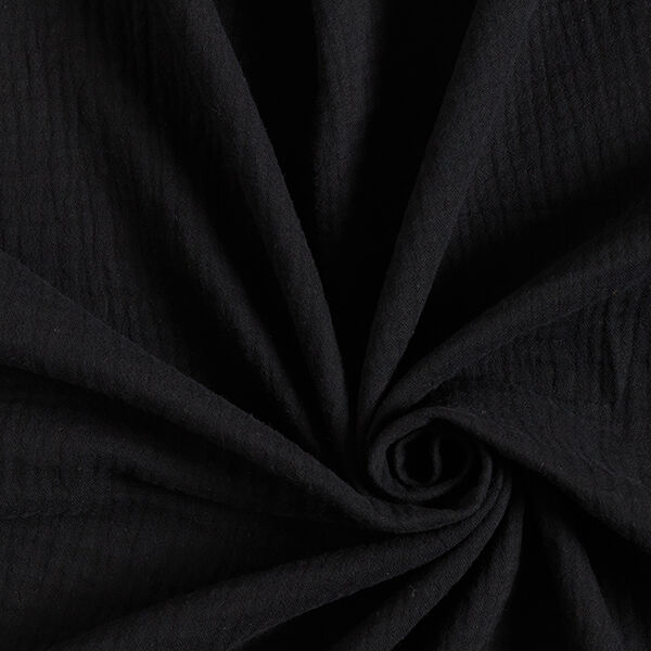 Musliini-/kaksikerroksinen kangas – musta,  image number 1