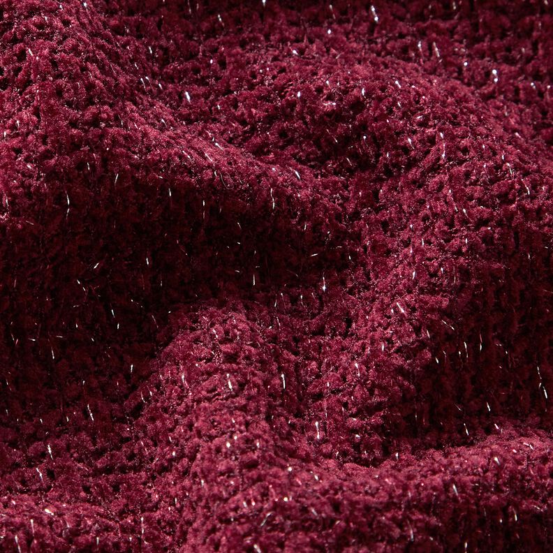 Chenille Neulejacquard Kimalle &ndash; bordeauxin punainen/hopea metallic,  image number 2