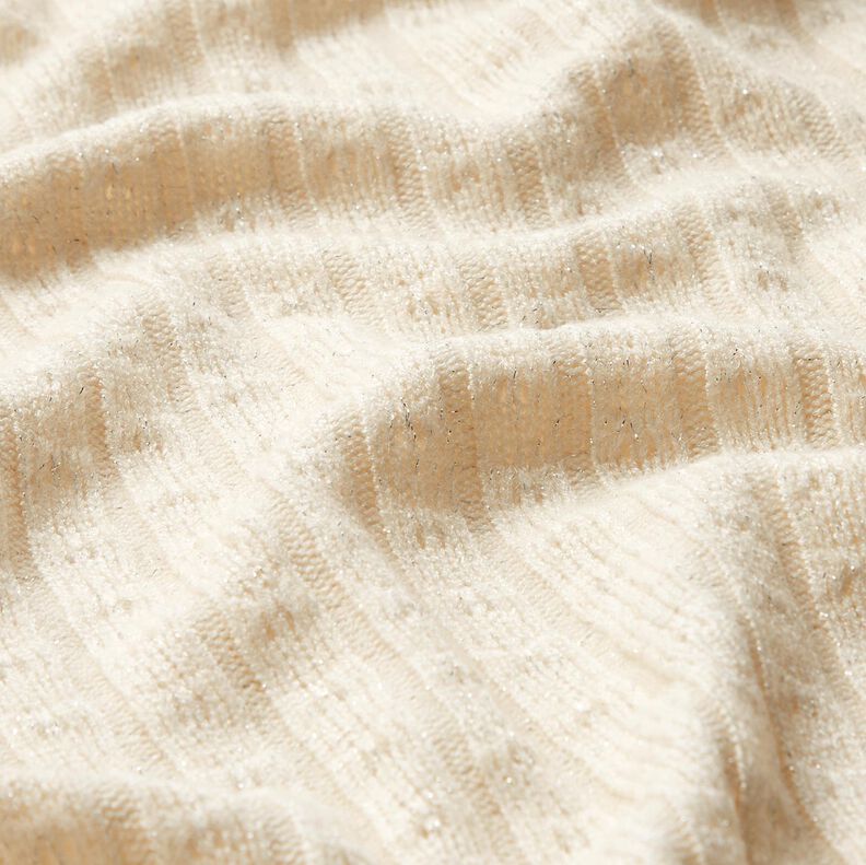 Neulekangas Ajour ylellisen kimaltelevilla raidoilla – kerma,  image number 2