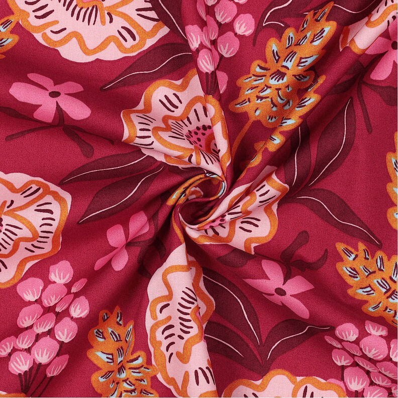 Puuvillapopliini Fresh Flowers | Nerida Hansen – bordeauxin punainen,  image number 4