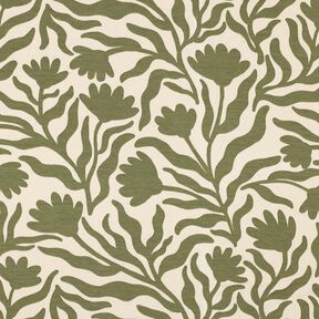 Collegekangas harjattu valkaisematon Kukat | Poppy Fabrics &ndash; kerma/khaki, 