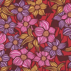LENZING&trade; EcoVero&trade; Viskoosikangas Kukat | Poppy Fabrics &ndash; merlot/aprikoosi, 