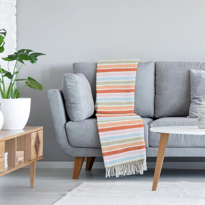 Antipilling-fleece Värikkäät raidat – valkoinen,  image number 5