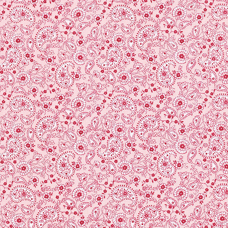 Puuvillakangas Kretonki Paisley – roosa,  image number 1