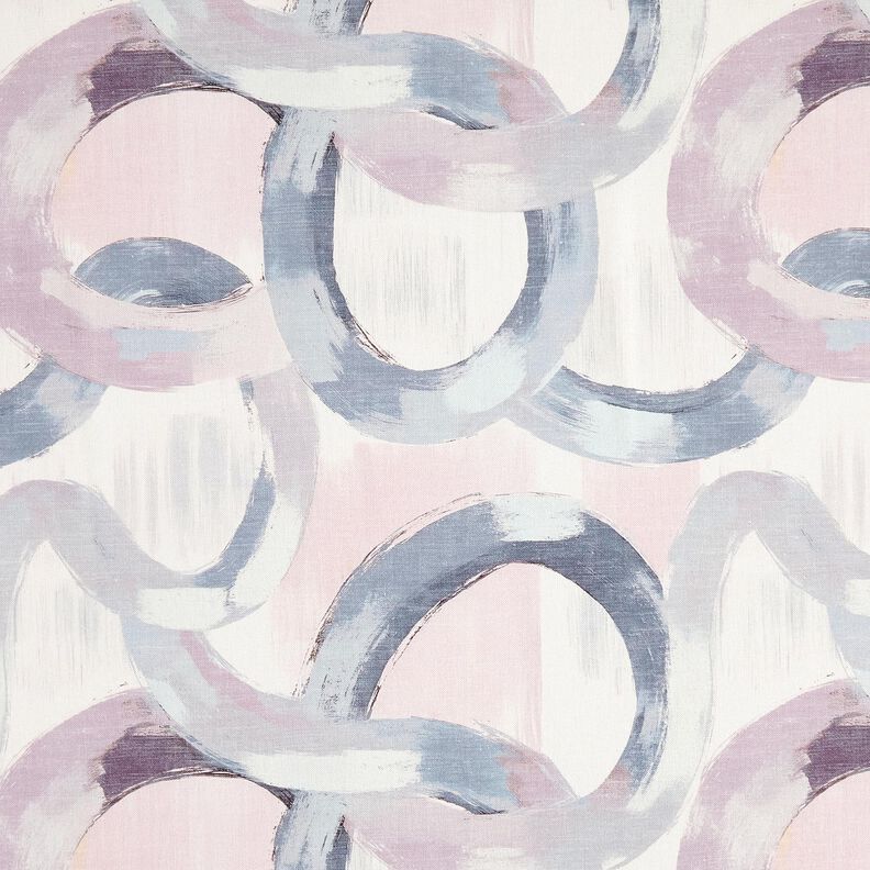 Sisustuskangas Puolipanama Abstraktit renkaat – pastellisyreeni/sininen,  image number 1