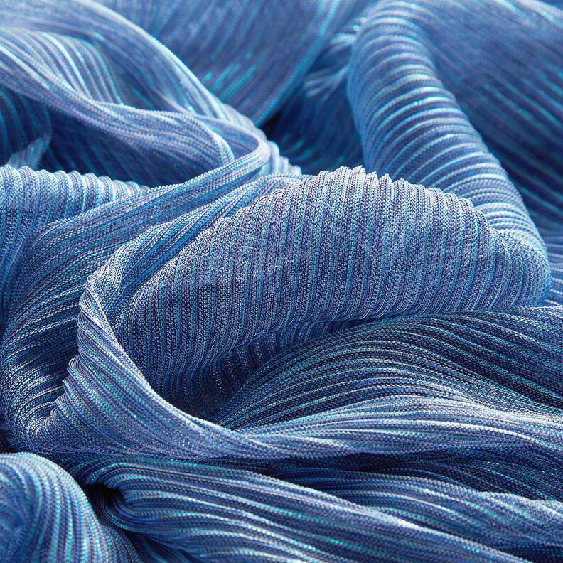 Läpikuultava plisee Kimalleraidat – sininen,  image number 5