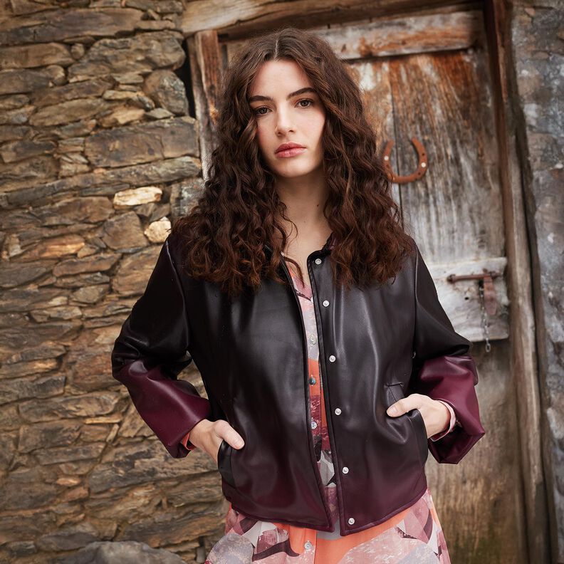 Keinonahka Liukuväri | Katia Fabrics – musta/bordeauxin punainen,  image number 5