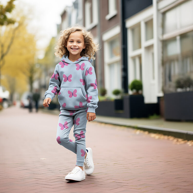 Collegekangas harjattu suuret perhoset | Poppy Fabrics &ndash; pastellisyreeni/sinilila,  image number 5