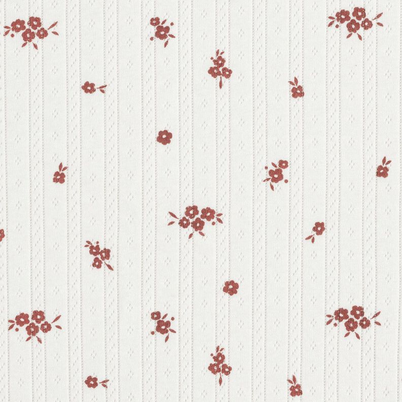 Ajour Puuvillajersey Maalaistalon kukat &ndash; norsunluu,  image number 1