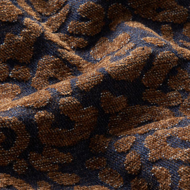 Housukangas farkkujäljitelmää leopardikuvio – keskiruskea/yönsininen,  image number 2