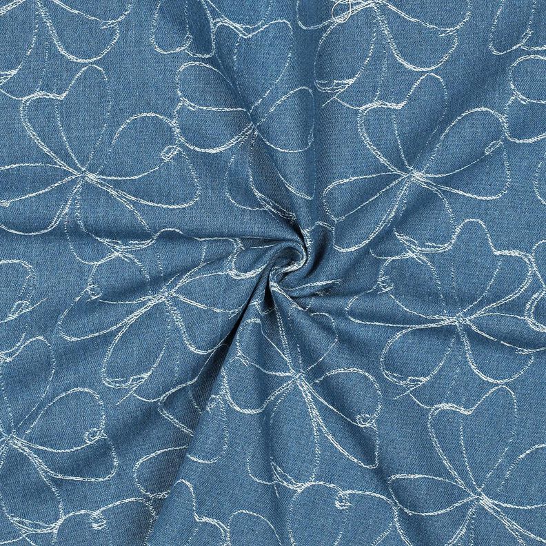 Farkku Jacquard Kukat | Poppy Fabrics &ndash; farkunsininen,  image number 3