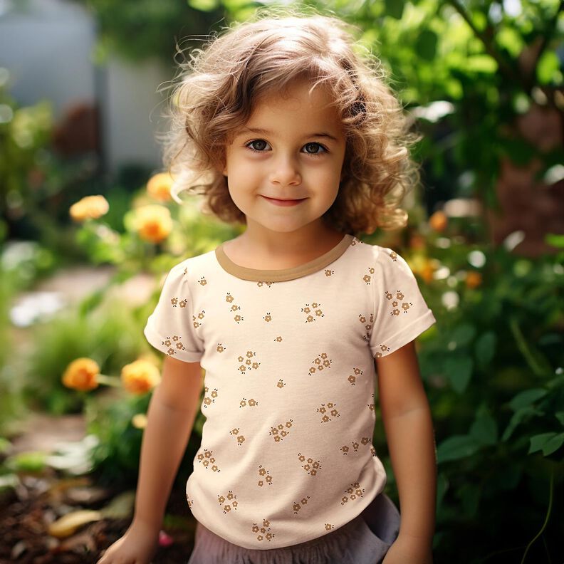 GOTS Ribbijersey Pikkukukkaset | Poppy Fabrics &ndash; kerma/vaaleanruskea,  image number 5