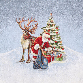 Sisustuspala Gobeliini Joulupukki ja poro – sininen, 