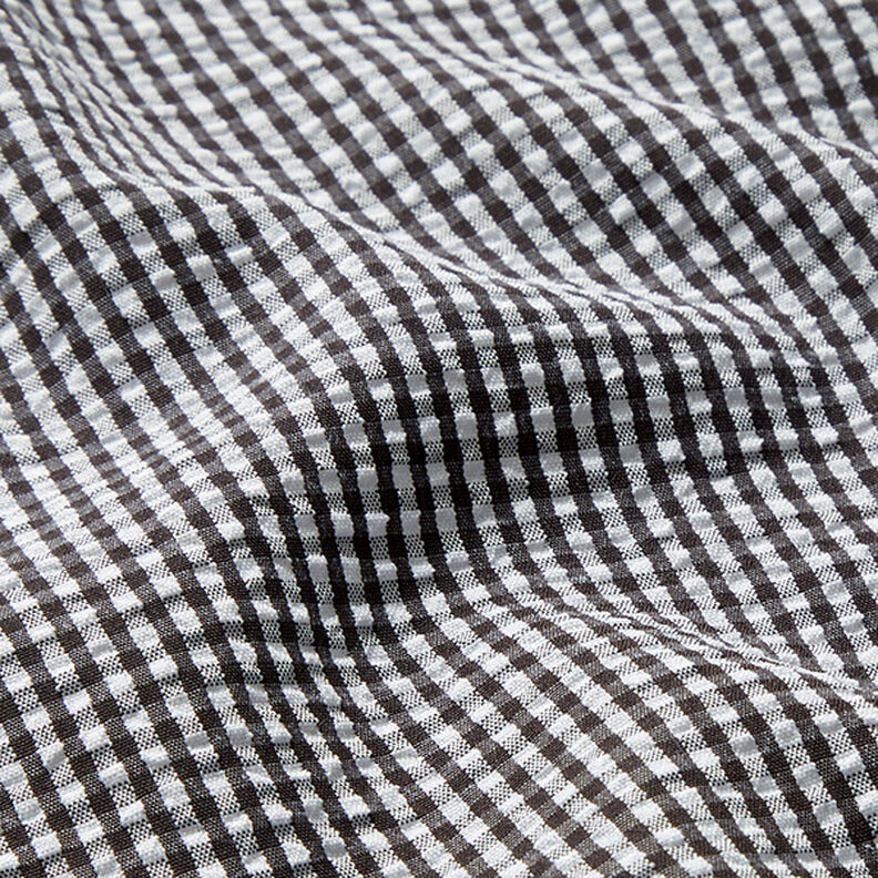 Seersucker Vichy-ruutu – musta/valkoinen,  image number 2