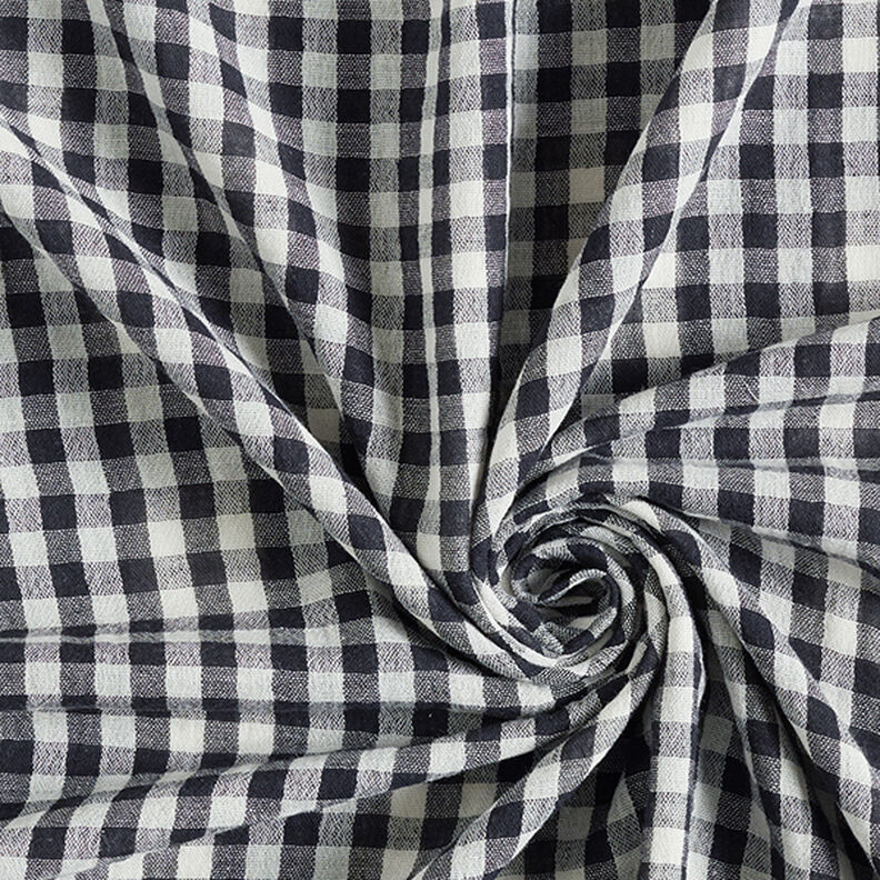 Musliini-/kaksikerroksinen kangas Ruutukuvio iso ja pieni Doubleface – villanvalkoinen/musta,  image number 3