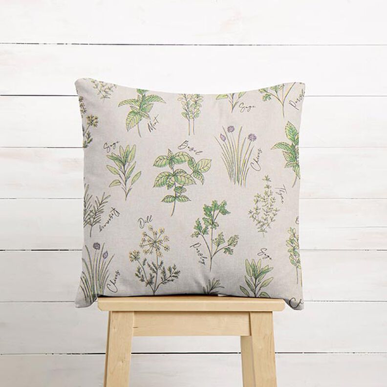 Sisustuskangas Puolipanama Yrtit – luonnonvärinen/vihreä,  image number 9