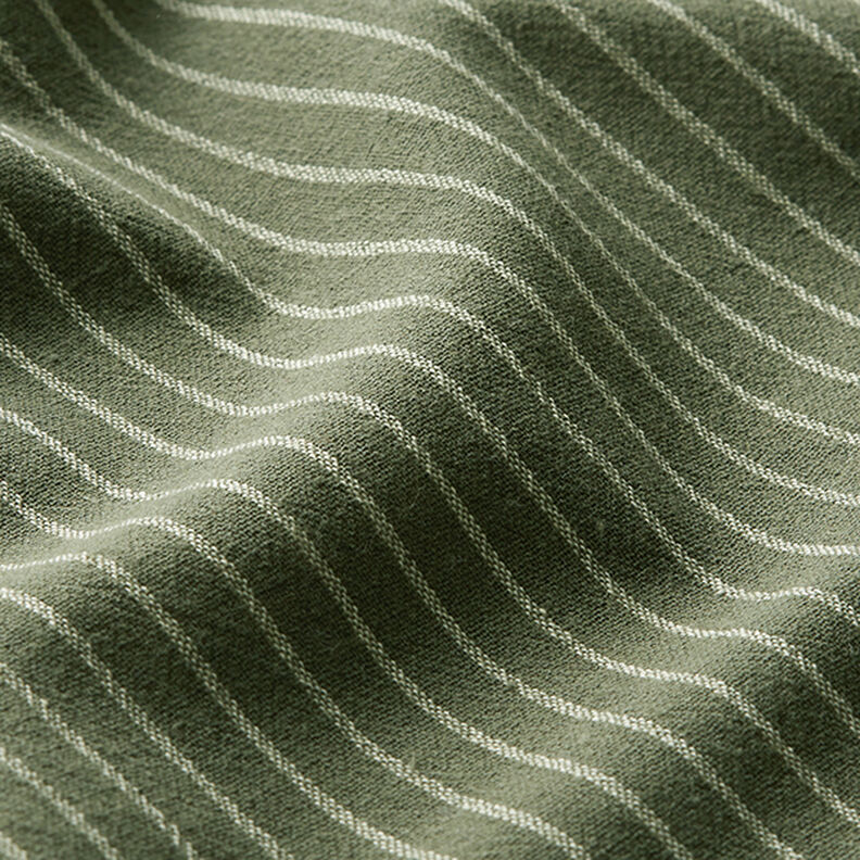 Paitapuserokangas Puuvillasekoite Leveät raidat – oliivi/villanvalkoinen,  image number 2