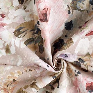 Puolipanama Sisustuskangas Floris – beige/roosa, 