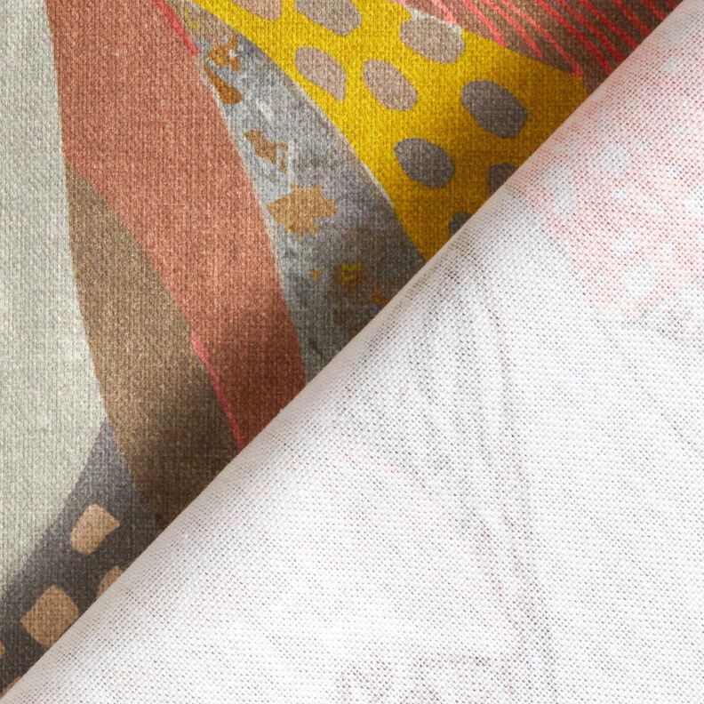 Sisustuskangas Puolipanama Trooppiset lehdet – sinappi/terrakotta,  image number 4