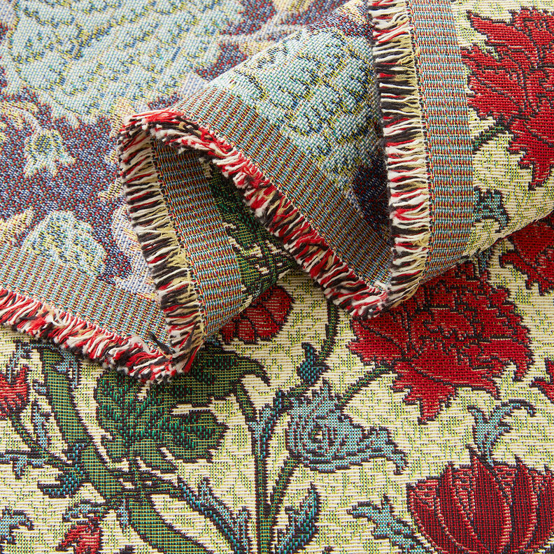 Sisustuskangas Gobeliini Taiteelliset pionit – vaalea beige/karmiininpunainen,  image number 3