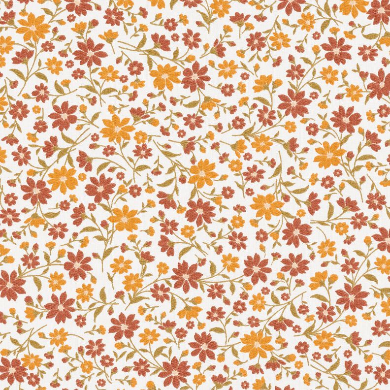 Puuvillapopliini Syyskukat &ndash; valkoinen/viininpunainen,  image number 1