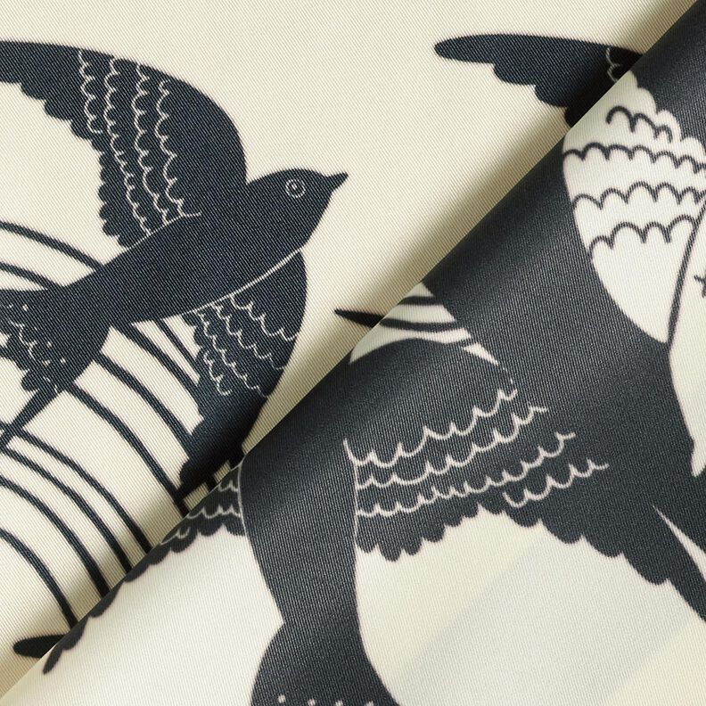 Satiinipaneeli Pääskyset | Katia Fabrics – antrasiitti/kerma,  image number 4