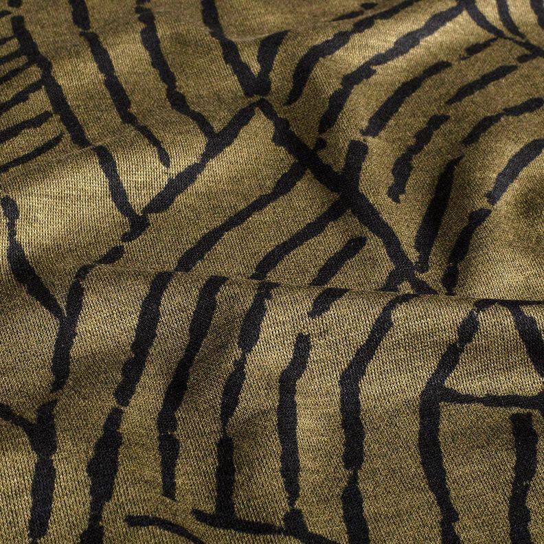 Romanitjersey abstraktit lehdet &ndash; tummaoliivi/musta,  image number 2