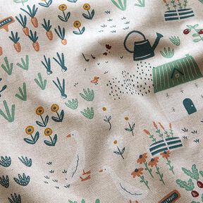 Sisustuskangas Puolipanama Maatila &ndash; luonnonv&auml;rinen/vihre&auml;, 