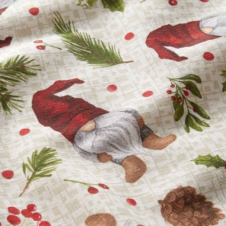 Sisustuskangas Canvas Tonttu ja myssy – vaalea beige/tummanpunainen,  image number 2