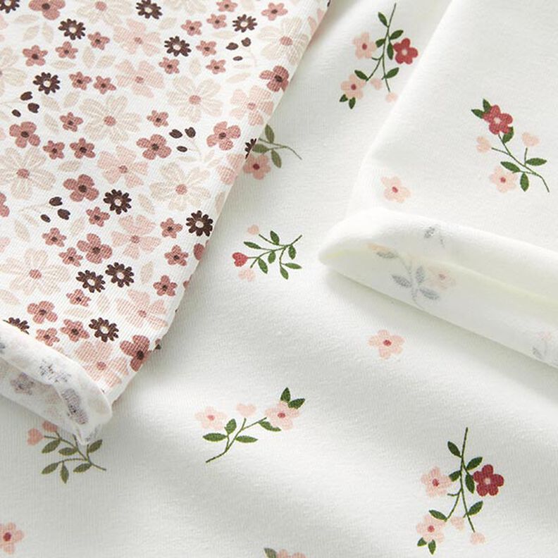 Puuvillajersey Kukat ja sydämet – villanvalkoinen,  image number 5