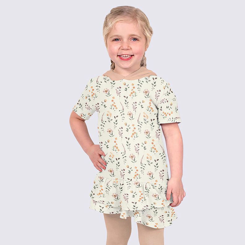 Musliini-/kaksikerroksinen kangas villi niitty Digitaalipainatus &ndash; valkoinen,  image number 6