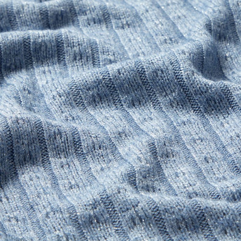 Neulekangas Ajour ylellisen kimaltelevilla raidoilla – vaaleansininen,  image number 2