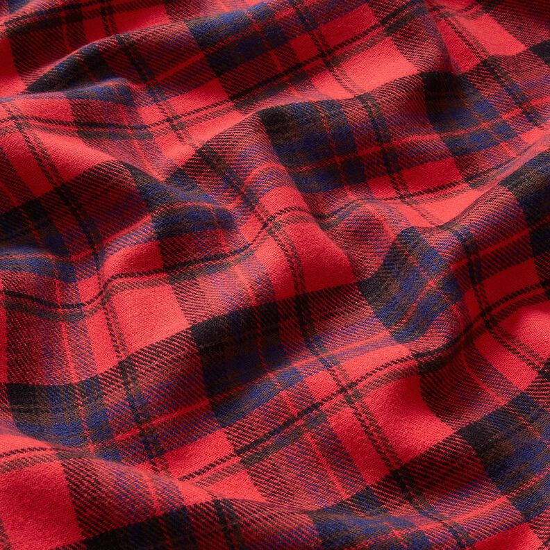 Puuvillaflanelli Ruutu &ndash; chili/indigo,  image number 2