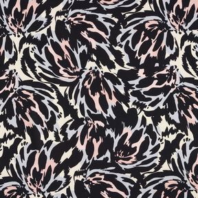 Kreppisatiini Abstraktit ter&auml;lehdet &ndash; musta/hopea, 