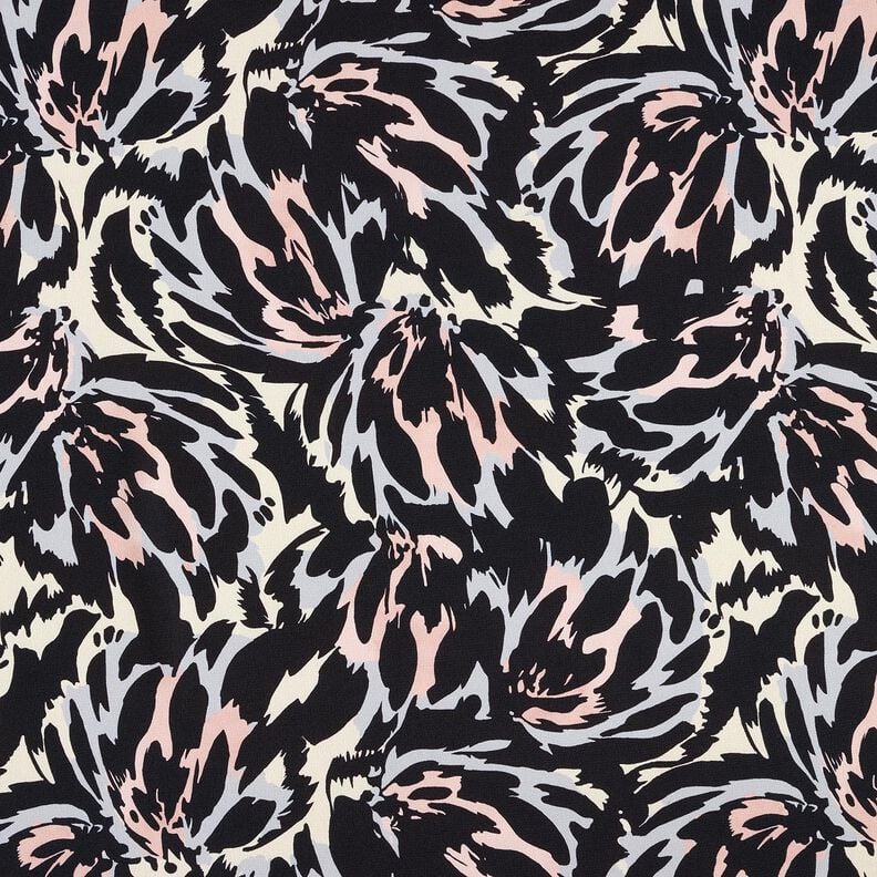 Kreppisatiini Abstraktit ter&auml;lehdet &ndash; musta/hopea,  image number 1