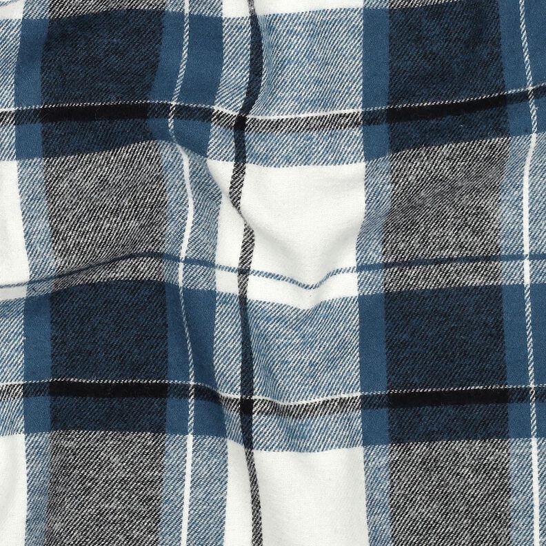 Puuvillaflanelli Iso ruutu – farkunsininen/villanvalkoinen,  image number 2