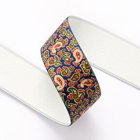 Kuminauha Paisley [ 3,5 cm ] &ndash; laivastonsininen/vihre&auml;, 