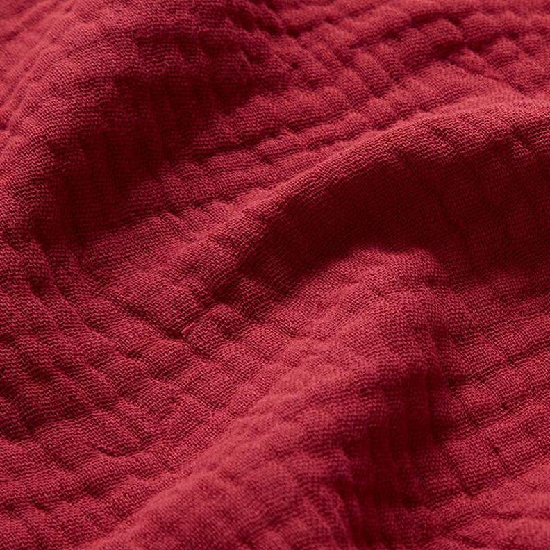 GOTS Kolmikerroksinen puuvillamusliini – karmiininpunainen,  image number 3