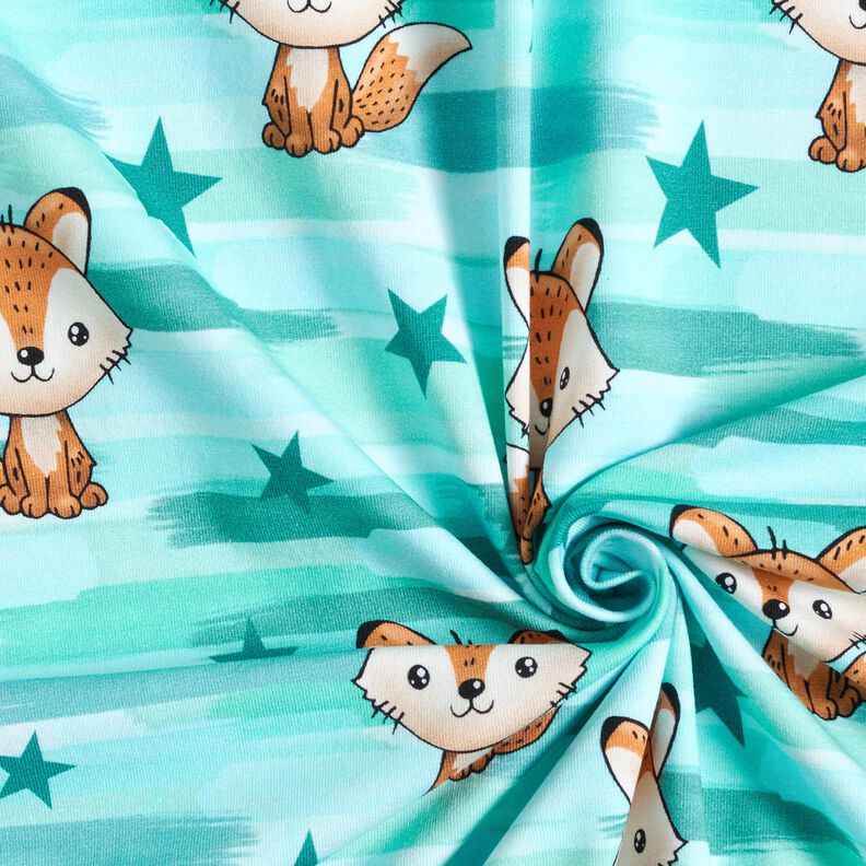 Puuvillajersey Kettu ja raidat | Glitzerpüppi – vedensininen/persikanoranssi,  image number 3