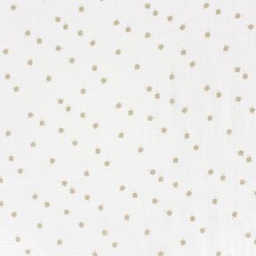 Musliini-/kaksikerroksinen kangas Onnenk&auml;enkaali &ndash; villanvalkoinen/pistaasi, 