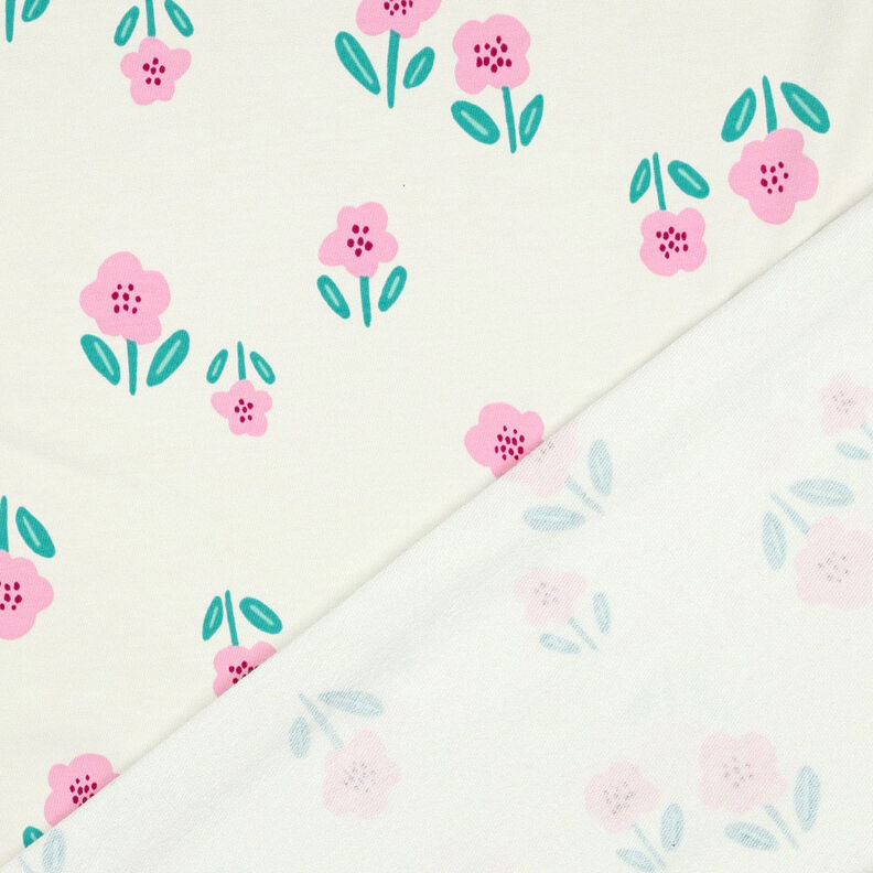 French Terry Kesäcollege Kukat| by Poppy – villanvalkoinen/roosa,  image number 4