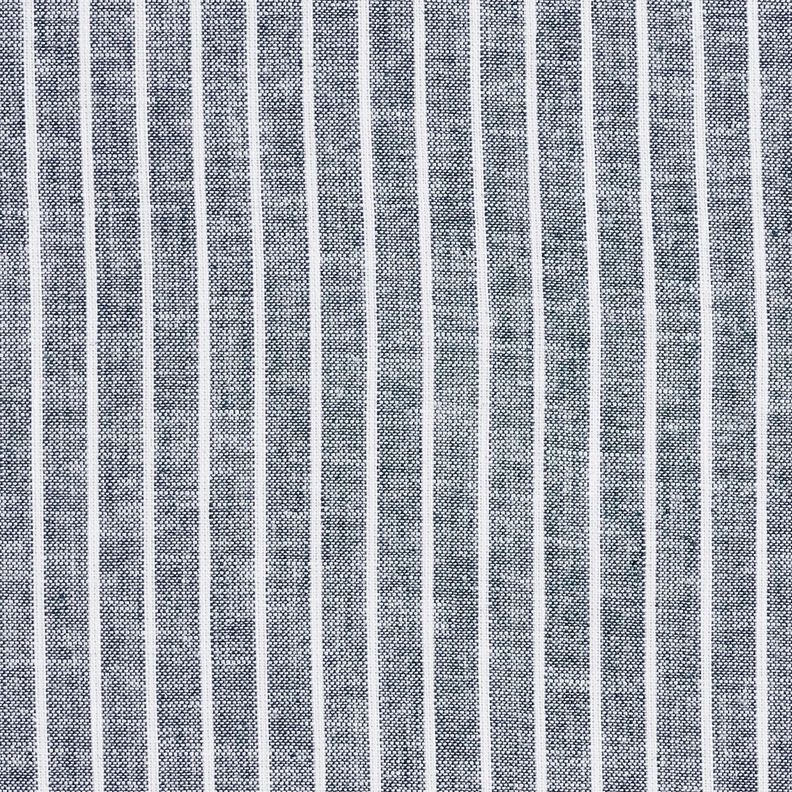 Pellava-puuvilla-sekoite Leveät raidat – yönsininen/valkoinen,  image number 1