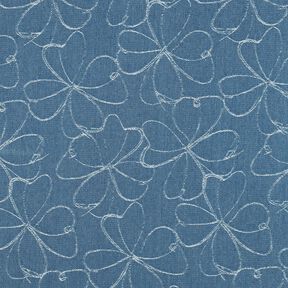 Farkku Jacquard Kukat | Poppy Fabrics &ndash; farkunsininen, 