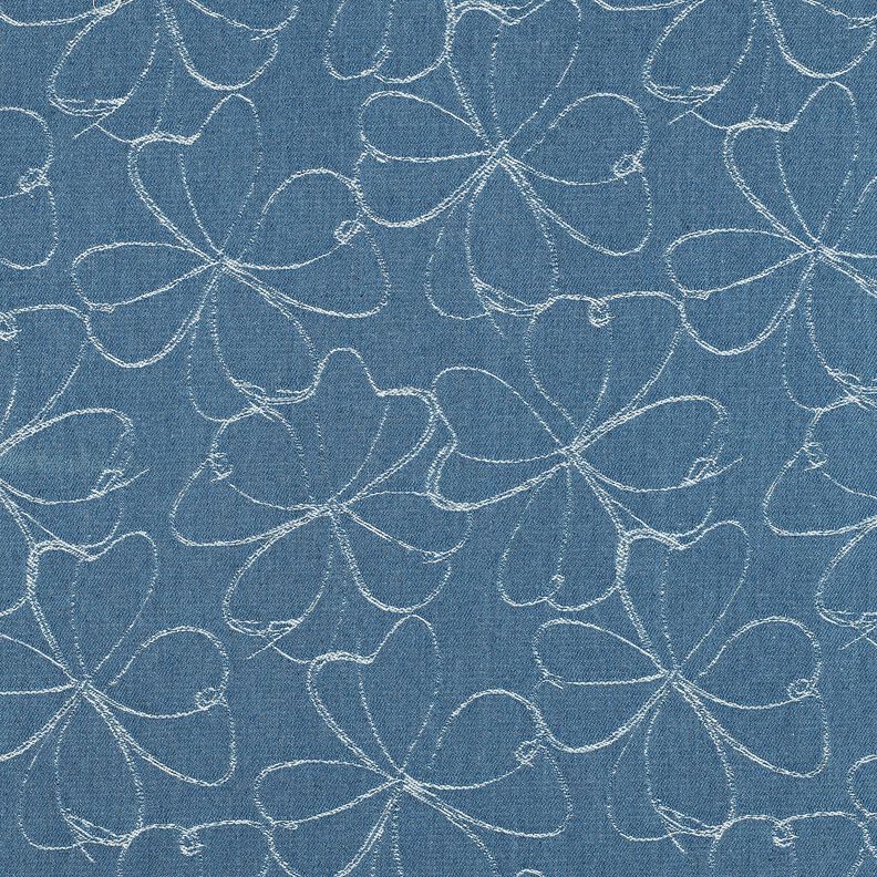 Farkku Jacquard Kukat | Poppy Fabrics &ndash; farkunsininen,  image number 1