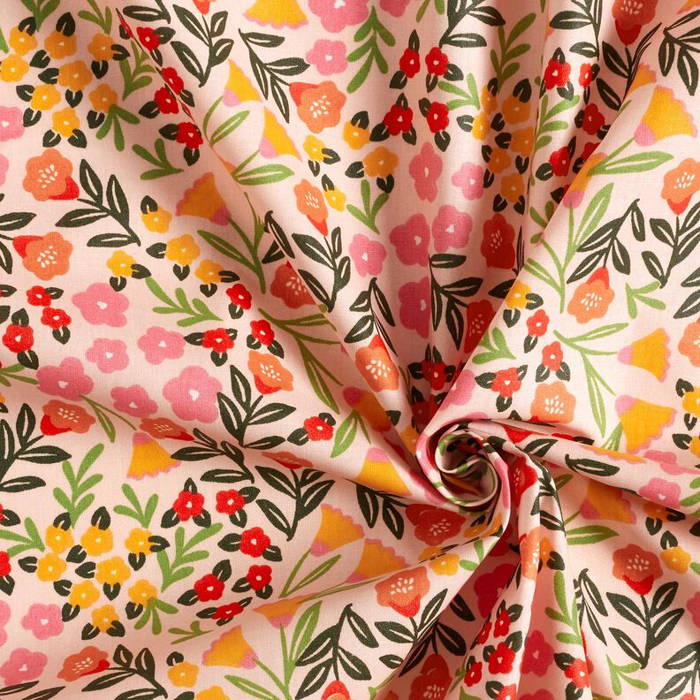 Pinnoitettu puuvilla Kukkaketo – vaalea beige/pink,  image number 4