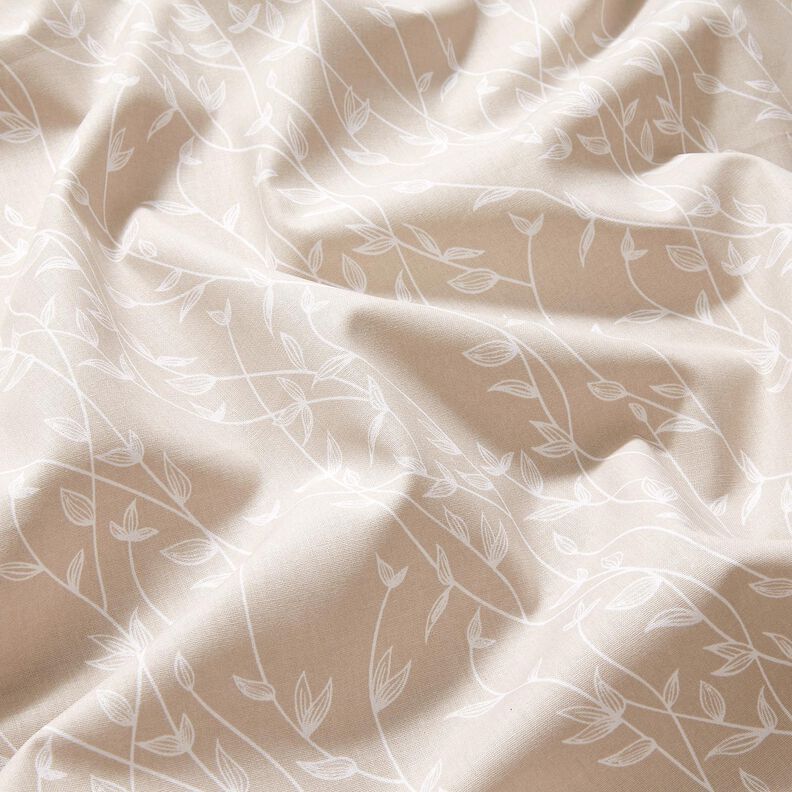 Puuvillapopliini Lehtiköynnökset – sumunharmaa,  image number 2