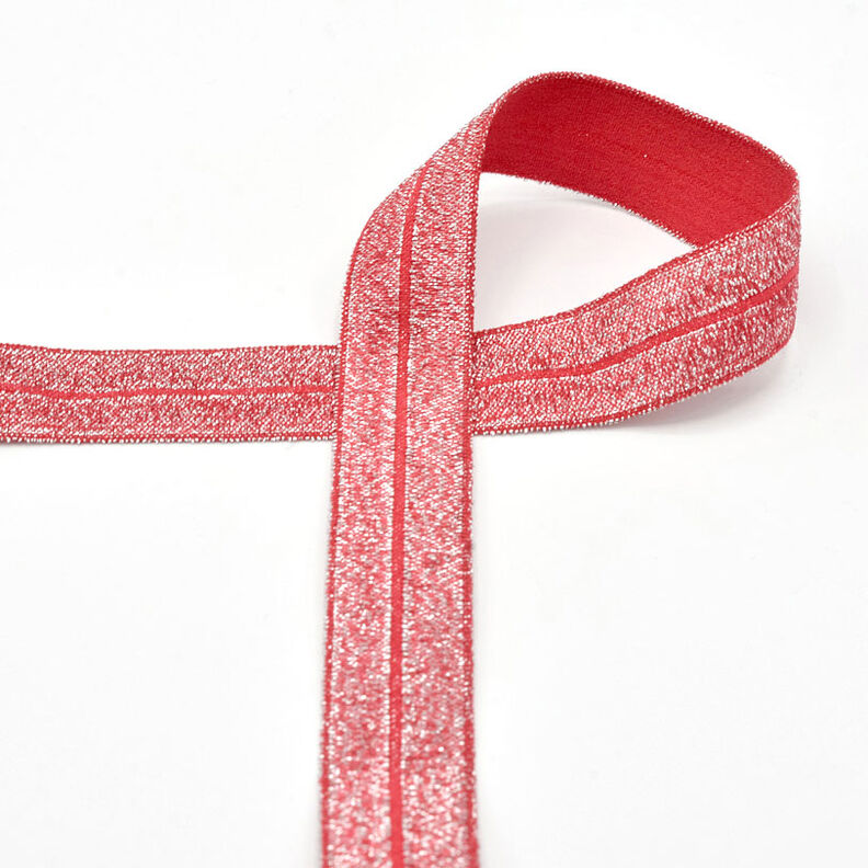 Joustava kanttausnauha (joustoreuna) glitter [20 mm] – punainen,  image number 1