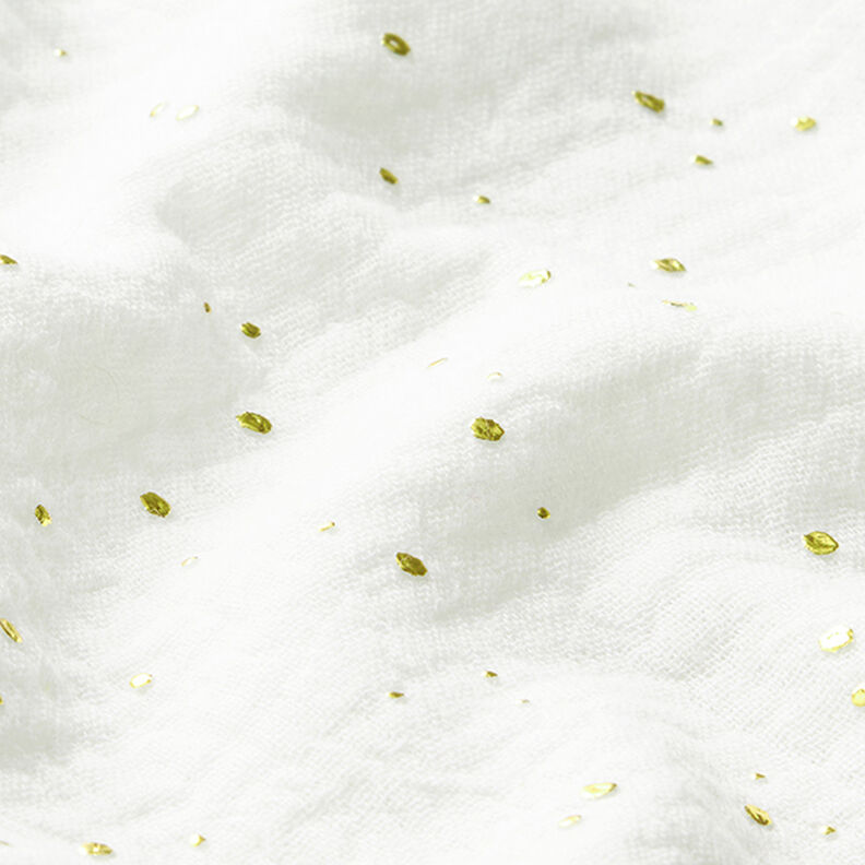 Puuvillamusliini sirotellut kultapilkut – valkoinen/kulta,  image number 2