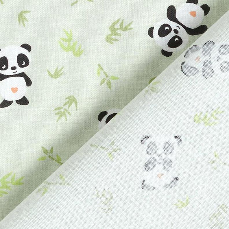 Puuvillakangas Kretonki pehmoinen panda – vihreä,  image number 4