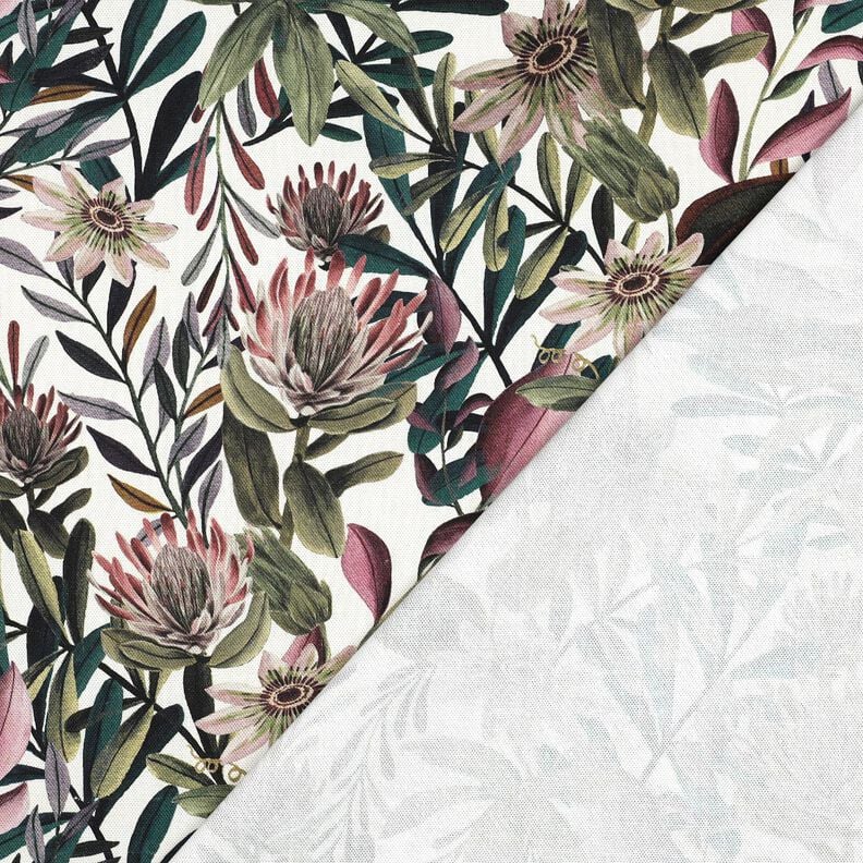 Sisustuskangas Canvas Taiteelliset kukat &ndash; norsunluu/tumma m&auml;nty,  image number 4